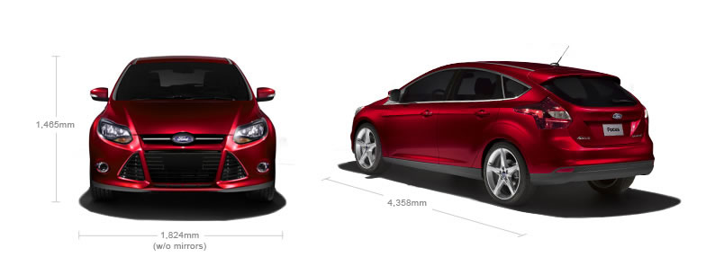Габаритные размеры Форд Фокус 2014 (dimensions Ford Focus ST)