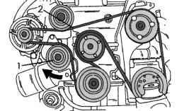 Натяжитель (1) ремня (2) привода гидроусилителя рулевого управления