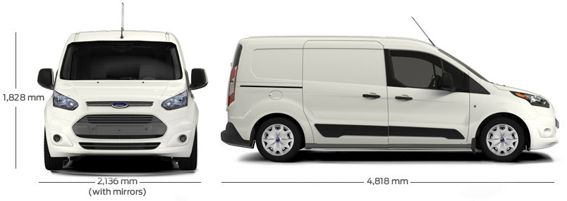 Габаритные размеры Форд Транзит Коннект (dimensions Ford Transit Connect Van 2014)